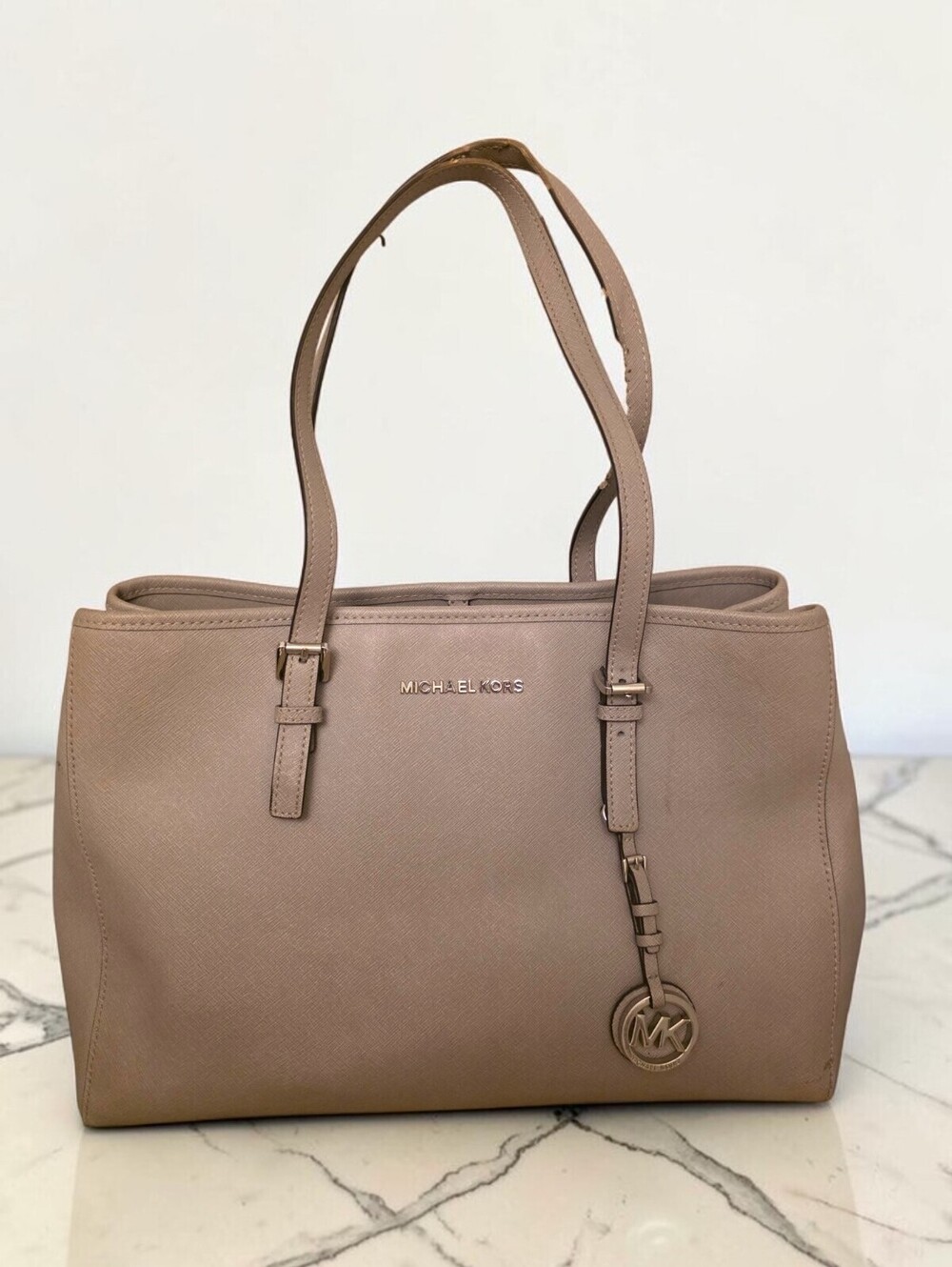 Michael Kors 3 compartment Large Travel Tote Saffiano Leather Shoulder Bag